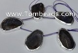 CTD1575 30*45mm - 35*50mm freeform agate beads with brass setting