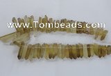 CTD1592 Top drilled 6*20mm - 8*45mm sticks lemon quartz beads