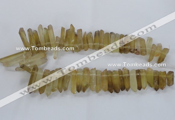 CTD1592 Top drilled 6*20mm - 8*45mm sticks lemon quartz beads