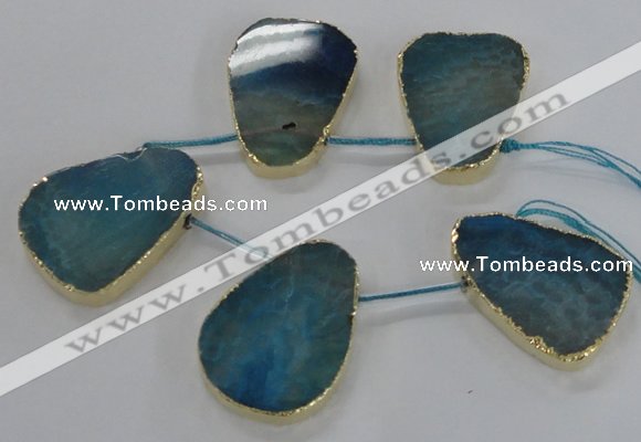 CTD1602 Top drilled 35*40mm - 35*45mm freeform agate beads