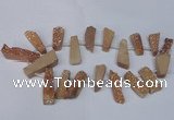 CTD1609 Top drilled 13*25mm - 15*45mm freeform plated druzy quartz beads