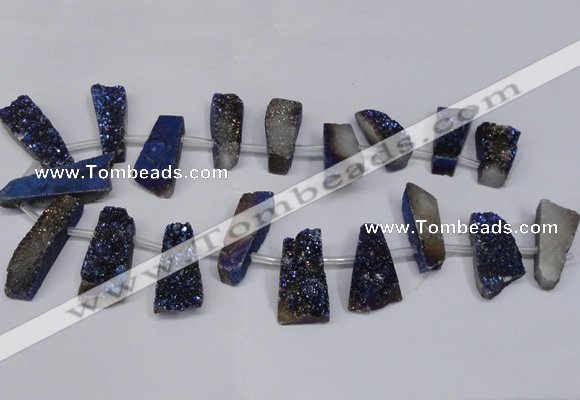 CTD1613 Top drilled 13*25mm - 15*45mm freeform plated druzy quartz beads