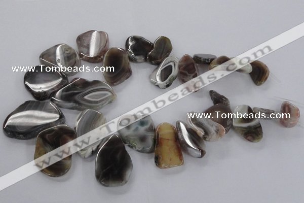 CTD1618 Top drilled 15*25mm - 30*45mm freeform botswana agate beads