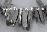 CTD1623 Top drilled 4*15mm - 6*35mm sticks plated quartz beads