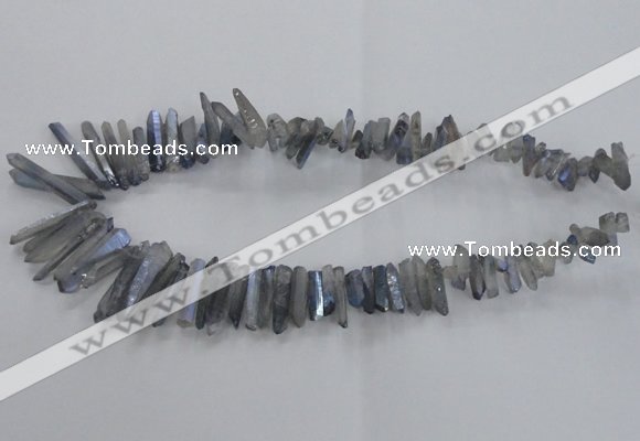 CTD1625 Top drilled 4*15mm - 6*35mm sticks plated quartz beads