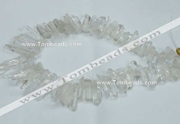 CTD1638 Top drilled 5*25mm - 7*45mm sticks white crystal beads