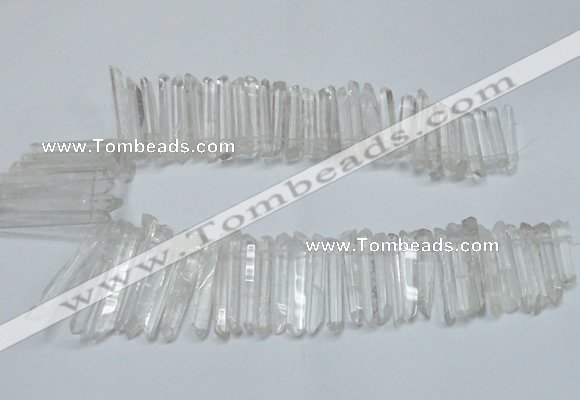 CTD1639 Top drilled 5*30mm - 7*60mm sticks white crystal beads