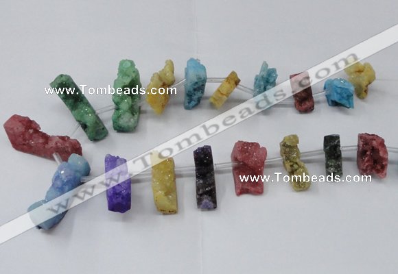 CTD1655 Top drilled 10*20mm - 15*40mm freeform druzy agate beads