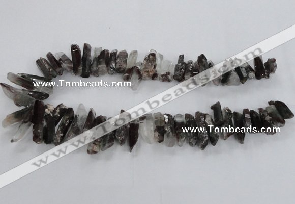 CTD1658 Top drilled 6*15mm - 8*35mm sticks green phantom quartz beads