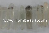 CTD1661 Top drilled 6*18mm - 8*35mm sticks green phantom quartz beads