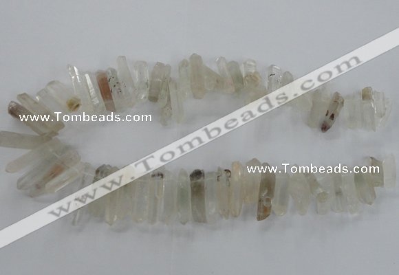 CTD1661 Top drilled 6*18mm - 8*35mm sticks green phantom quartz beads