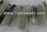 CTD1663 Top drilled 6*18mm - 8*35mm sticks green phantom quartz beads