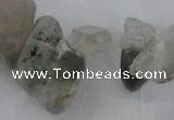 CTD1664 Top drilled 8*15mm - 15*25mm sticks green phantom quartz beads