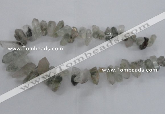 CTD1664 Top drilled 8*15mm - 15*25mm sticks green phantom quartz beads