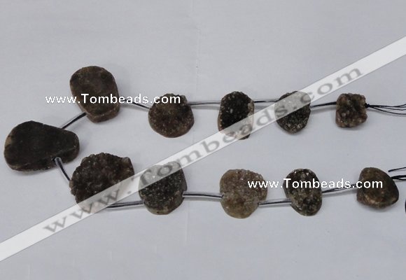 CTD1673 Top drilled 18*25mm - 25*35mm freeform druzy agate beads