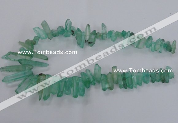 CTD1695 Top drilled 5*15mm - 7*35mm sticks dyed white crystal beads