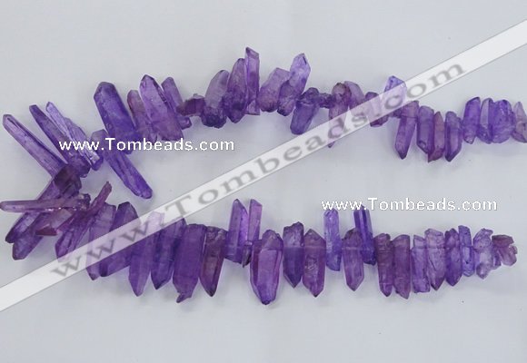 CTD1699 Top drilled 8*15mm - 11*35mm sticks dyed white crystal beads