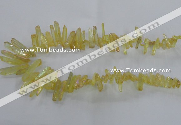 CTD1714 Top drilled 5*10mm - 6*30mm sticks plated white crystal beads