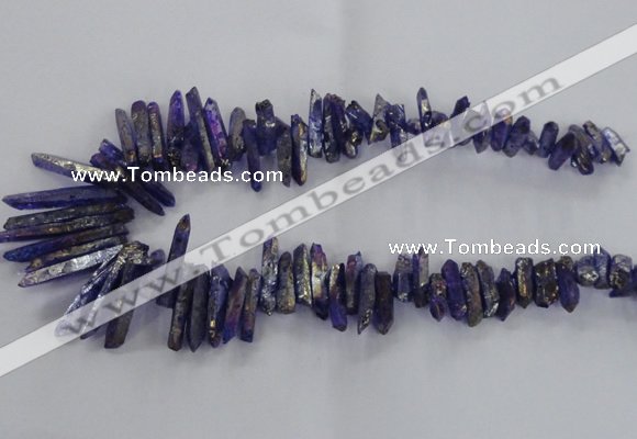 CTD1720 Top drilled 5*10mm - 6*30mm sticks plated white crystal beads