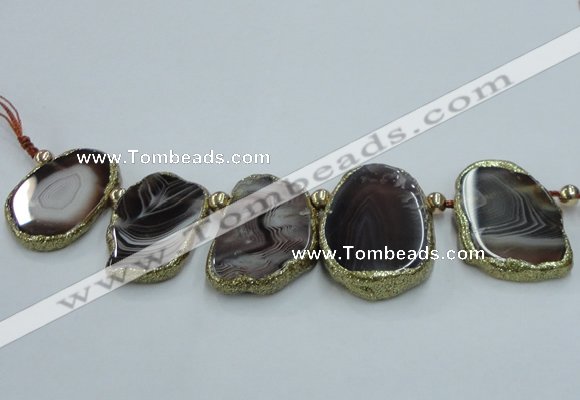 CTD1725 Top drilled 25*35mm - 25*45mm freeform Botswana agate slab beads