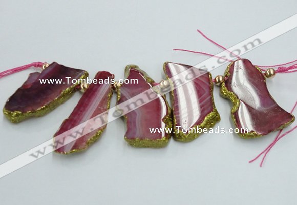 CTD1734 Top drilled 25*35mm - 30*45mm freeform agate slab beads