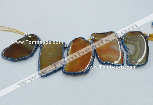 CTD1757 Top drilled 20*40mm - 35*55mm freeform agate slab beads