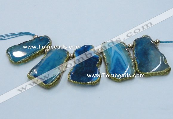 CTD1765 Top drilled 20*40mm - 35*55mm freeform agate slab beads