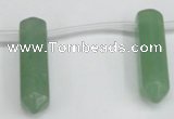 CTD1802 Top drilled 10*30mm - 10*32mm sticks green aventurine beads