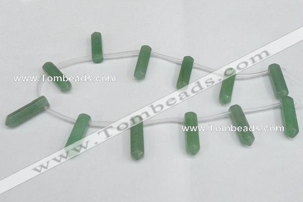 CTD1802 Top drilled 10*30mm - 10*32mm sticks green aventurine beads