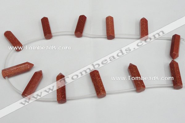 CTD1804 Top drilled 10*30mm - 10*32mm sticks goldstone beads