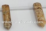 CTD1805 Top drilled 10*30mm - 10*32mm sticks picture jasper beads