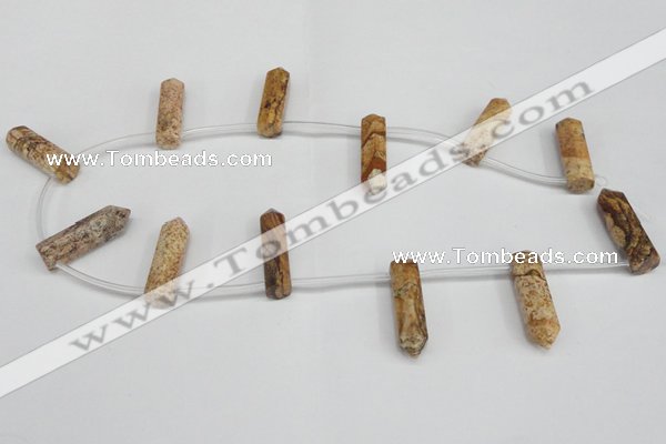 CTD1805 Top drilled 10*30mm - 10*32mm sticks picture jasper beads