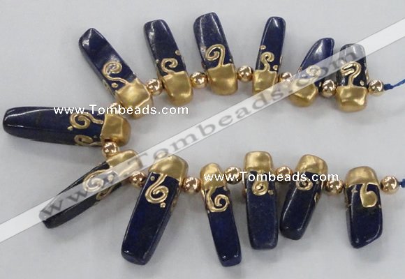 CTD1919 Top drilled 8*20mm - 10*35mm sticks lapis lazuli gemstone beads