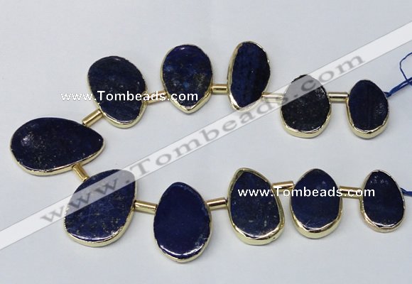 CTD1928 Top drilled 18*25mm - 25*40mm freeform lapis lazuli beads