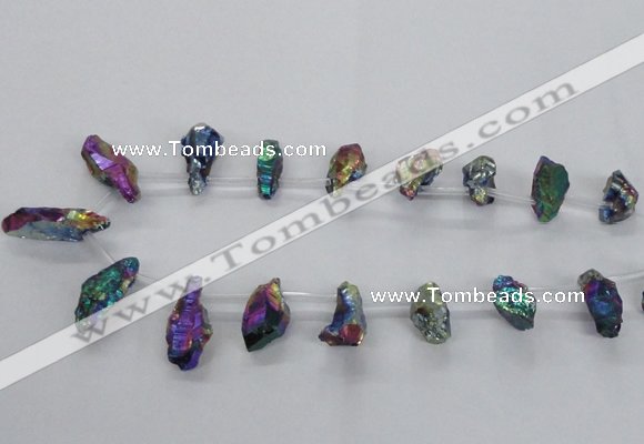 CTD1938 Top drilled 12*20mm - 25*35mm nuggets plated amethyst beads