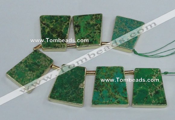 CTD1955 Top drilled 30*40mm - 35*45mm trapezoid sea sediment jasper beads