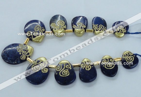 CTD1963 Top drilled 20*25mm - 25*35mm freeform lapis lazuli beads