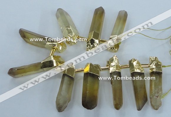 CTD1969 Top drilled 10*50mm - 15*60mm sticks lemon quartz beads