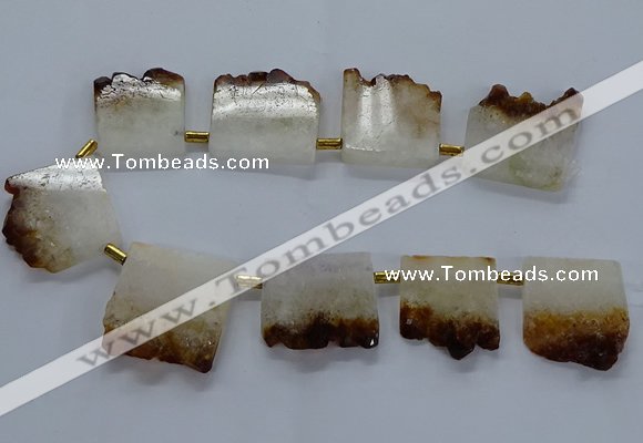 CTD1995 Top drilled 30*35mm - 35*40mm freeform druzy citrine beads