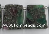 CTD200 Top drilled 20*24mm trapezoid fluorite & pyrite beads