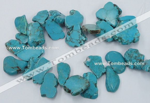 CTD2014 Top drilled 20*25mm - 30*35mm freeform turquoise beads