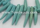 CTD2037 Top drilled 5*15mm - 6*40mm sticks turquoise beads