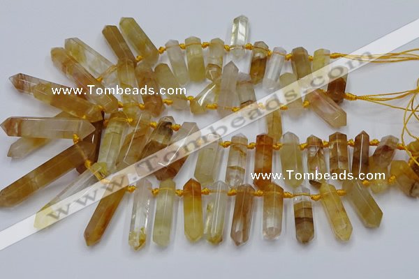 CTD2111 Top drilled 10*25mm - 12*45mm sticks yellow quartz beads