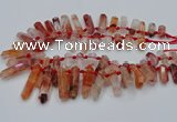 CTD2112 Top drilled 10*25mm - 12*45mm sticks pink quartz beads