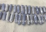 CTD2116 Top drilled 10*25mm - 12*45mm sticks blue lace agate beads