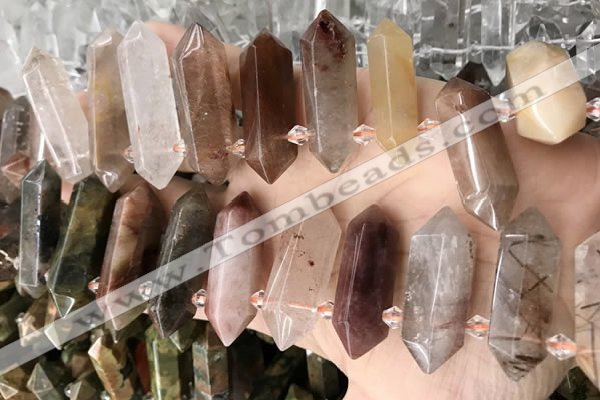 CTD2241 10*22mm - 12*45mm faceted nuggets mixed rutilated quartz beads