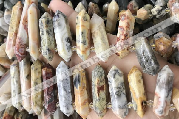 CTD2244 10*22mm - 12*45mm faceted nuggets crazy lace agate beads
