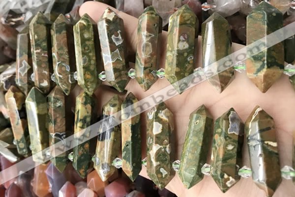 CTD2246 Top drilled 10*22mm - 12*45mm faceted nuggets rhyolite beads