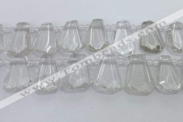 CTD2265 Top drilled 16*28mm - 20*30mm faceted freeform white crystal beads