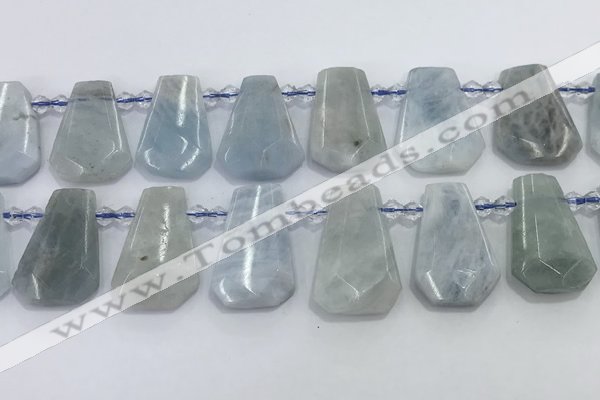 CTD2268 Top drilled 16*28mm - 20*30mm faceted freeform aquamarine beads